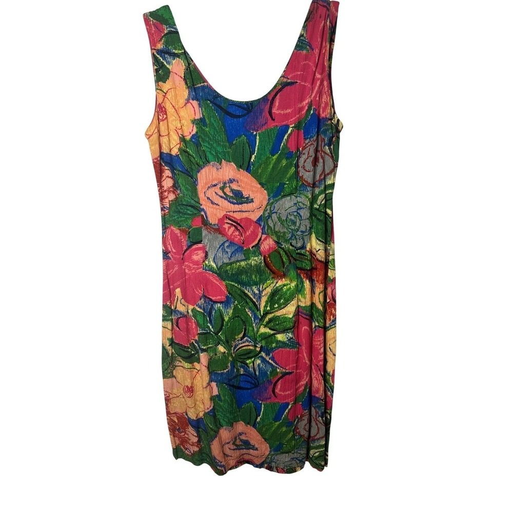 Jams World Vintage Floral Crushed Rayon Sleeveless Sheath Dress‎ Multi Size 7